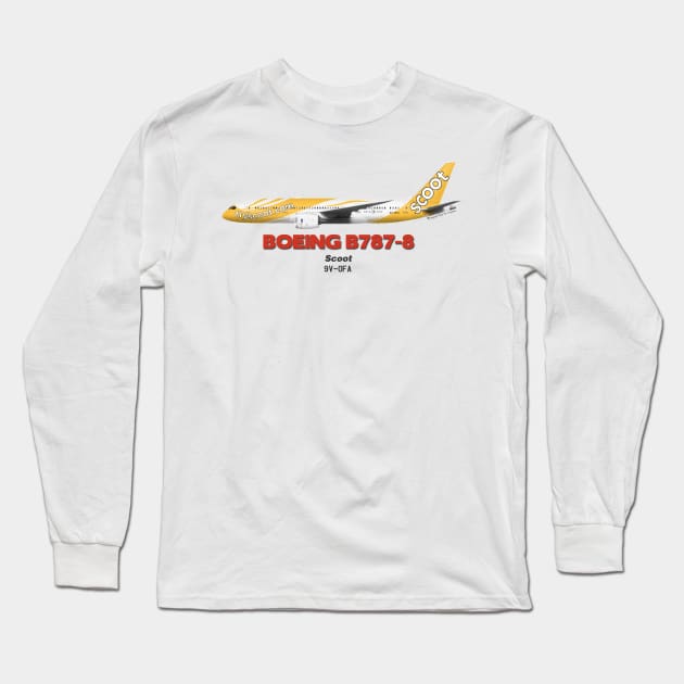 Boeing B787-8 - Scoot Long Sleeve T-Shirt by TheArtofFlying